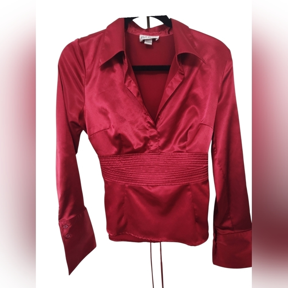 By Choice M Red Satin Blouse